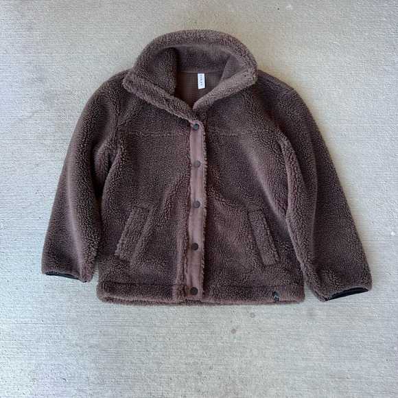 Varley Jackets & Blazers - Varley Womens Sherpa Jacket XL Brown Oversized Cozy Zip Front